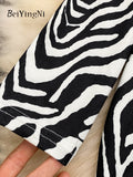 Yipinpay Stand Collar Long Midi Dress Woman Zebra Printed Vintage Y2K Partu Club Dresses Women Chic Korean Street Vestidos Lady