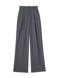 Yipinpay New Women Fashion Front Pleat Casual Straight Pants Office Ladies High Waist Pockets Full Length Trousers Mujer
