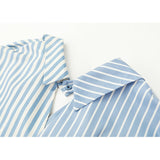 yipinpay Women's Clothing Shirts Polo Collar Stripe Printing Asymmetrical Long Sleeves Casual Vintage Fashion Baggy Blouse Tops Ladies