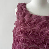 Yipinpay Fashion Women Clothing Romantic Retro Style Round Neck Summer Tank Purple 3D Flower Loose Sleeveless T-shirt Women Top