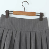 Yipinpay Y2K Pinstripe Pleated Mini Skirt Women Sexy Low Waist Short Skater Skirts Jupe