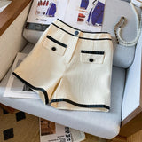 Yipinpay Waist Wide Leg Shorts Summer Two Piece Sets Lapel Puff Sleeve Women's Shirts Elegant Short Sleeve Crop Tops Retro Blouse