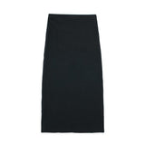Yipinpay Black Long Skirts For Women Fashion 2023 Button Mid-Waist Midi Skirt With Slit Textured Summer Elegant Women's Skirts Sets