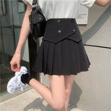 Yipinpay Pleated Skirt Women Kawaii Black Patchwork High Waisted Mini Skirts for Girls Summer Korean Fashion Preppy Style Elegant