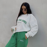 Yipinpay Women's Y2K Loose Sweatshirt Letter Print Crew Neck Long Sleeve Pullovers Fall Winter Casual Workout Tops Shirts