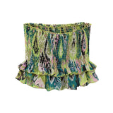 Yipinpay Off Shoulder Crop Tops For Women Print Ruffle Top Female Strapless Sleeveless Backless Top Women Summer Sexy Tops Woman