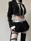 Yipinpay Vintage 3 Piece Set Skirt Woman Black Short Blazers + Casual Shirt + Slim Mini Skirt Party Korean Fashion Suit Female Chic