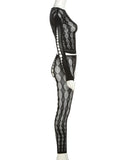 Yipinpay Sexy See Through Mesh 2 Pieces Suits Women Streetwear Cyberpunk Mall Gothic Long Sleeve T-shirt High Waist Pants Suits