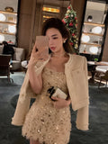 Yipinpay Strap Y2k Mini Dress Party Casual 2024 Summer Long Sleeve Vintage Fashion Dress Woman One Piece Dress Korean Slim Design