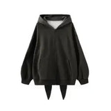 Yipinpay Hoodies Rabbit Ear Hooded Coat Women Top Autumn/Winter New Retro Spicy Girl Mid Length Oversized Sweatshirt Women Clothing