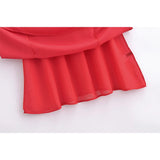 Yipinpay French Style Red Sexy Slim Bow Shoulder Sling Dress Women A-line Midi Summer Holiday Party Dresses Chiffon Robe