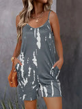Yipinpay Women's Spaghetti Strap Pocket Jumpsuit Shorts Printed Casual Jumpsuit 2024 Beach Vacation Overalls For Women Clothing