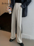 yipinpay Women Elegant Suit Pants Harajuku Casual Slim High Waist Straight Wide Leg Pants Office Ladies Chic Korean Pantalons
