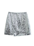 Yipinpay Silver Sequin Skirt Woman Glitter Short Skirt Women High Waist Sexy Mini Skirt Y2k Streetwear Fashion Slit Winter Skirts