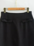 Yipinpay Black Skirt Women High Waist Long Winter Skirt Woman Fashion Pockets Midi Skirts Womens 2023 Elegant Women's Skirts Sets