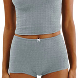 Yipinpay Women Floral Hollowed Print Two Pieces Outfit Y2K Sleeveless Cami Cropped Tank Tops High Waist Shorts Pajamas Set