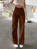Yipinpay Autumer Winter Women Denim Pants High Waist Warm Vintage Y2k Jeans Korean Fashion Streetwear Female Baggy Casual Overalls