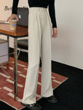 yipinpay Women Elegant Suit Pants Harajuku Casual Slim High Waist Straight Wide Leg Pants Office Ladies Chic Korean Pantalons