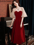 Yipinpay Red Midi Dress Women Elegant Vintage Chic Design Formal Occasion Dresses Summer Casual Evening Wedding Party Dress New In