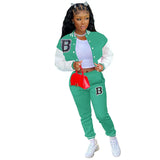 Yipinpay Letter Printing Joggers Leisure Two-Piece Set Women's Sports Training Jogging Uniform Baseball Uniform Suit