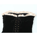 Yipinpay Black Strapless Christmas Dress Sexy A Line Vintage Velvet Party Mini Dresses Elegant Women Dresses