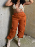 Yipinpay Autumn Button Pocket Green Overalls Women Y2k Pant 2023 Casual Loose Elastic Cuffs Street Party Hot Girl Fashion Workwear