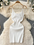 Yipinpay Knitted Summer Women Solid Dress 2024 Slim V Neck Elegant Sexy Vacation Fashion Ladies A Line Midi Dresses