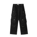 Yipinpay Washed Cargo Pants Y2k Retro High Street Fashion High Waist Casual Pants Couple Harajuku Simple Mopping Pants Men's