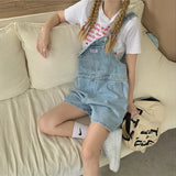 Yipinpay For Women Summer Denim Shorts Korean Style Wide Leg Jeans Pants Light Blue High Waisted Baggy Casual Fashion Shorts