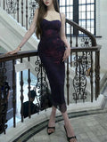 Yipinpay Vintage Elegant Dress Women Aesthetic Mall Gothic Lace Patchwork Spaghetti Strap High Waist Bodycon Party Dress Female