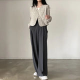 Yipinpay Temperament Slim Retro Simple V Neck Single Breasted Plaid Jacket Short Fashion Long Sleeve Tweed Cardigan Thin Autumn Top