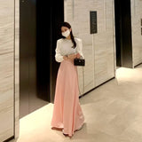 Yipinpay Wrap Hip Elegant Pink Satin Fishtail Skirt Women Long Mujer Faldas Empire Korean Style Black White Mermaid OL Silk