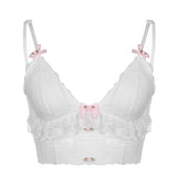 Yipinpay Women Sexy Corsets Tube Tops Lace See Through Harajuku Fairy Grunge Aesthetic Kawaii Emo Tank Vest Y2K Clothes