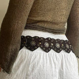 Yipinpay Women Y2K Retro Belt Vintage PU Leather Heart Sun Wide Cinch Belt Wide Belt for Dress Pants