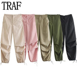 Yipinpay 2023 Parachute Pants For Women Multicolour Women's Cargo Trousers High Waist Baggy Pants Woman Streetwear Summer Pants