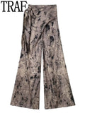 Yipinpay Printed Wide Leg Pants Women High Waist Baggy Pants Woman Y2k Streetwear Casual Pants Sets Tied Pareo Women's Trousers