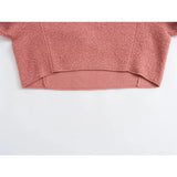 Yipinpay New Women Chalk Pink Oversize Boucle Sweatshirt O Neck Long Sleeve Female Autumn Winter Pullover Tops