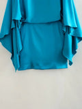 Yipinpay Blue Satin Dress Woman Short Elegant Party Dresses For Women 2023 Cape Sleeve Summer Dresses Mini Woman's Evening Dress