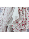 Yipinpay Women Sexy Corset Style Slim Waist Floral Print Dress Vintage Lantern Sleeve Hem Ruffle Female Holiday Party Mini Dress