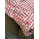 Yipinpay Quilted Cotton Tailored Coat Notched Pink Houndstooth Blazer Feminino Autumn Tweed Jacket Vintage Plaid Trench
