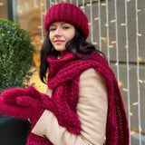 Yipinpay Women Knit Hat Scarf Gloves Sets Soft Warm Winter Solid Color Fashion Accessories for Cold Weather