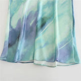 Yipinpay Tie Dye Satin Dress Woman Asymmetric Long Dresses For Women 2023 Off Shoulder Elegant Midi Dresses Ruched Party Dresses