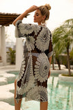 Yipinpay Women's Long Swimsuit Cover Up Half Sleeve Floral Crochet Open Front Kimono Beachwear Bathing Suit Women's Bikini Cardigan