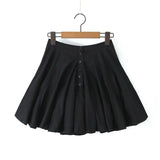 Yipinpay Women Open Buttons High Waist Asymmetrical A-lined Ruched Mini Umbrella Skirt Girl Skater Skirts