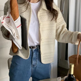 Yipinpay for Women Winter Clothes Elegant Retro Long Sleeve Turn Down Collar Knitted Cardigan Fashion Sweater Coat Korean Clothing