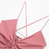 Yipinpay Knot Slip Long Dress Women Pink Sexy Summer Woman Dress 2023 Backless Elegant Party Dresses For Women Evening Dresses