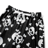Yipinpay Womens Fuzzy Pajama Pants Sleepwear Skull Print Elastic Waist Long Pants Thickened Nightwear Halloween Lounge Bottoms