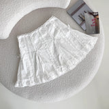 Yipinpay White Mini Skirt Women Kawaii Lace Low Rise Y2k Summer Korean Style Bow Ruffle Sexy Kpop Micro Mini Skirts Coquette