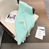 Yipinpay wide leg pants for women autumn and winter loose high waist fluffy casual straight leg mink wool pants female tops