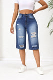 Yipinpay Summer New High Stretch Calf-Length Jeans For Women Fashion Ripped Slim Fit Butt Lift Denim Straight Legs Casual Clothing